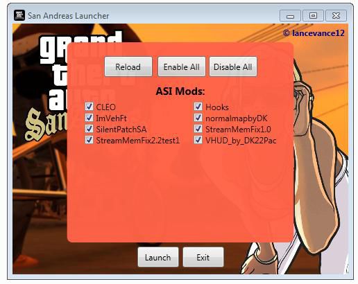 San Andreas Launcher - ASI Select - Fixed