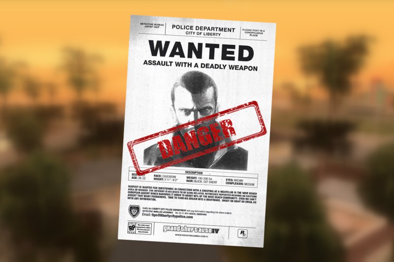 GTA San Andreas Niko Bellic Wanted Poster Mod 