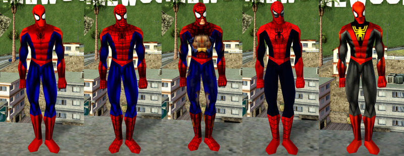 GTA San Andreas Spider-Man 2000 PS1 Costumes Skin Pack Mod 
