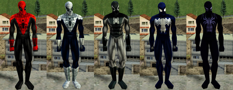 GTA San Andreas Spider-Man 2000 PS1 Costumes Skin Pack Mod 