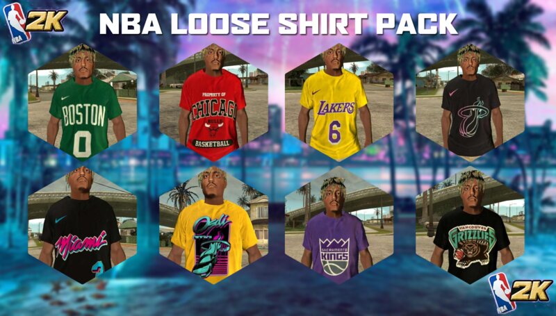 GTA San Andreas NBA Loose Shirt Pack Mod 