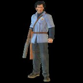 Ash Williams Con Uniforme de Trabajo de Evil Dead 3 The Game CON EXPRESIONES FACIALES EN BOCA Y CEJAS