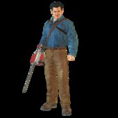 Ash Williams Viejo y mano Motosierra de Evil Dead 3 The Game CON EXPRESIONES FACIALES EN BOCA Y CEJAS