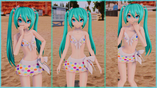 PDFT Hatsune Miku Polka Dot Bikini + Animated Face