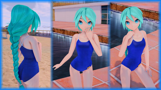 PDFT Hatsune Miku Racing Swimsuit + Animated Face